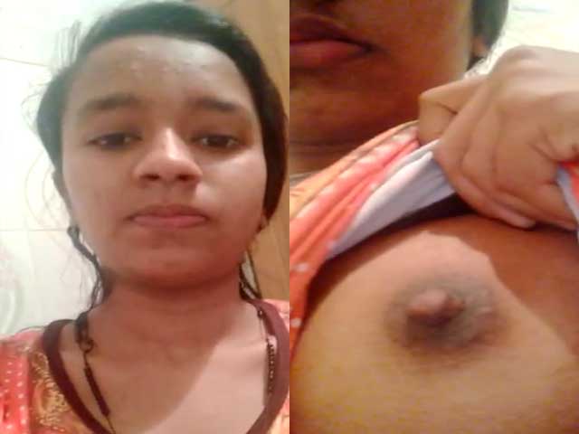 Innocent-looking girl showing her erect nipples