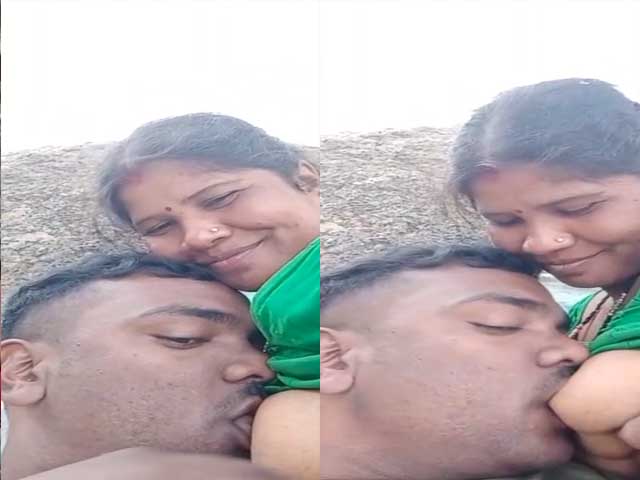 Sucking big boobs of Bhabhi outdoors on cam