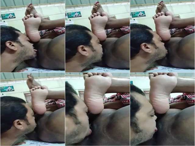 Pervert hubby licking pussy of wife on cam