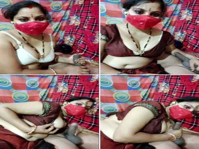 Indian wife toying with dick of hubby on live cam