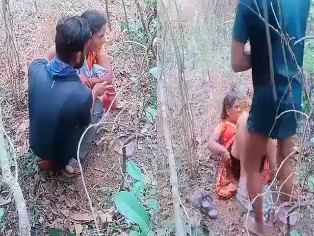 Village mature Bhabhi illicit sex with younger guy outdoors